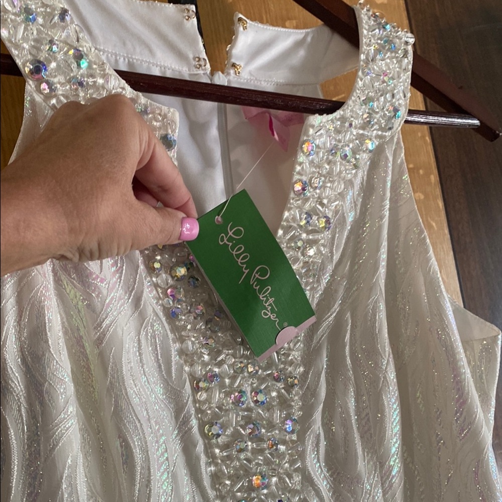 White Sequin Embellished Dress